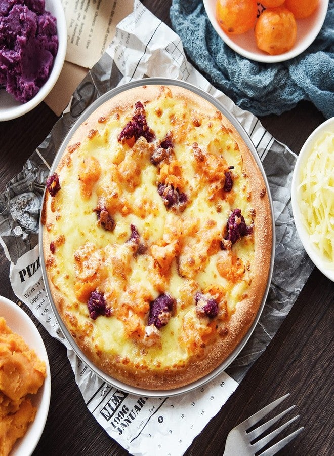 Deedro صينية خبز بيتزا ديدرو، صينية بيتزا دائرية من الفولاذ المقاوم للصدأ مقاس 10 بوصات، مثالية للمنازل والمطاعم، غير سامة ومتينة، سهلة التنظيف وآمنة للغسل في غسالة الأطباق، طقم من قطعتين - Image 4